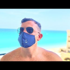 Polka dots nautical design face mask